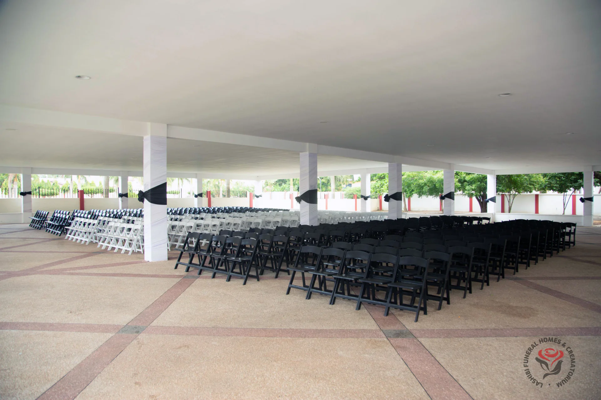 The open pavilion and seating