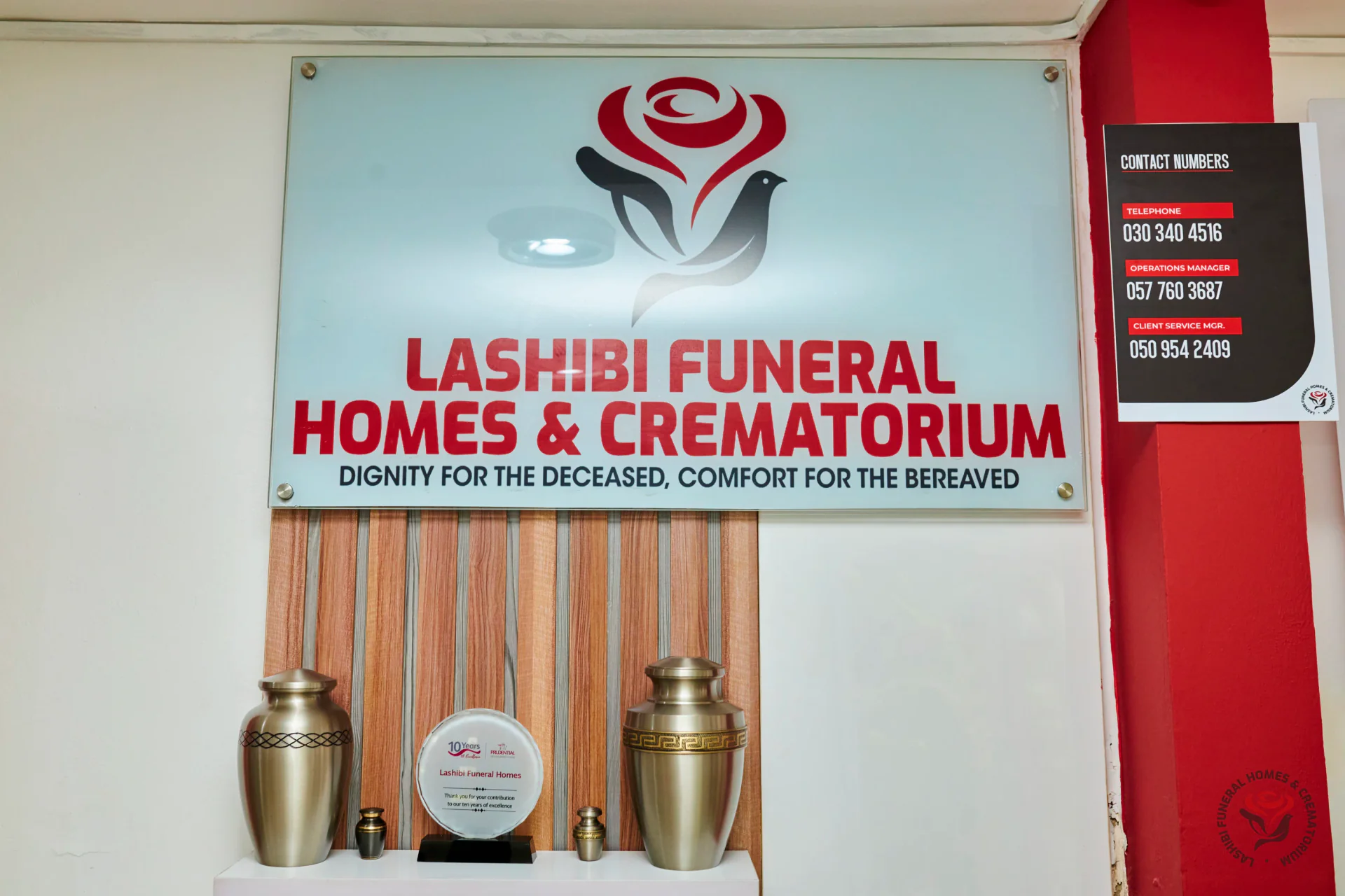The Lashibi shop display of urns and supplies